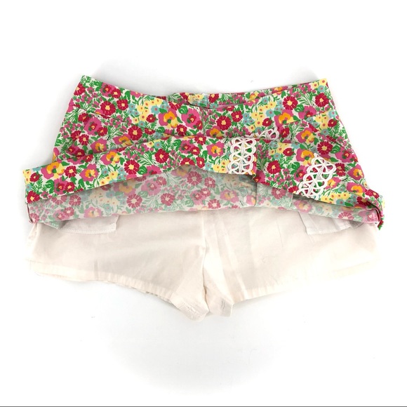 Lilly Pulitzer Pink Green Yellow Floral Print Tawney Style Skort - Picture 2 of 8